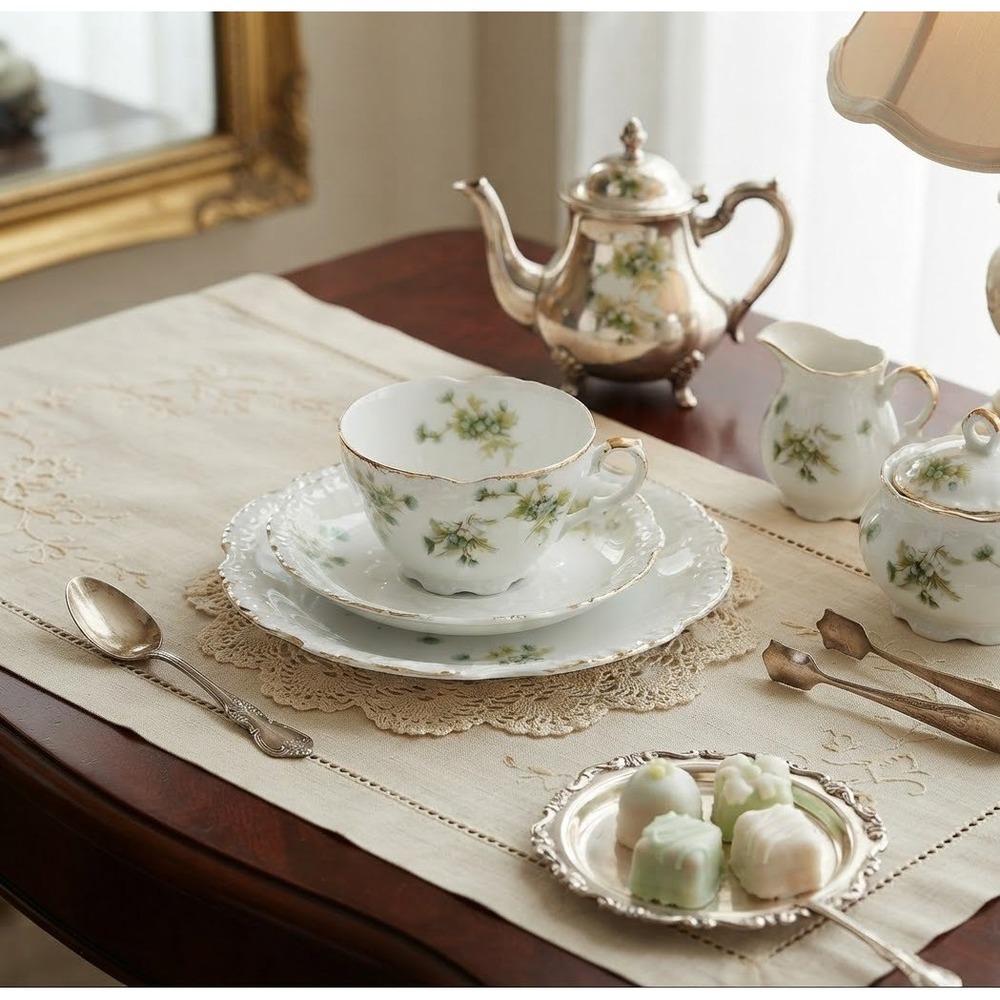 Hermann Ohme Eglantine Saucer Antique German Porcelain Scalloped 4 Inch